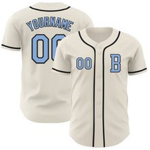 Load image into Gallery viewer, Custom Cream Light Blue-Black Authentic Baseball Jersey