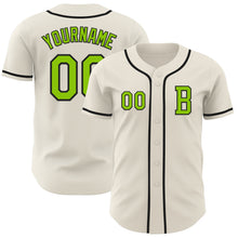 Load image into Gallery viewer, Custom Cream Neon Green-Black Authentic Baseball Jersey
