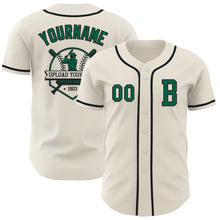 Load image into Gallery viewer, Custom Cream Kelly Green-Black Authentic Baseball Jersey