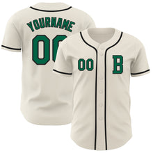 Load image into Gallery viewer, Custom Cream Kelly Green-Black Authentic Baseball Jersey