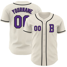 Load image into Gallery viewer, Custom Cream Purple-Black Authentic Baseball Jersey