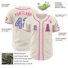 Load image into Gallery viewer, Custom Cream Light Blue Black-Pink Authentic Baseball Jersey