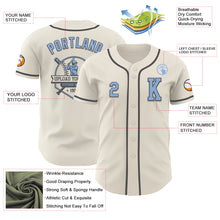 Load image into Gallery viewer, Custom Cream Light Blue-Steel Gray Authentic Baseball Jersey