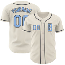 Load image into Gallery viewer, Custom Cream Light Blue-Steel Gray Authentic Baseball Jersey