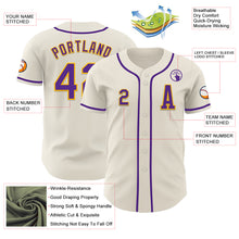 Load image into Gallery viewer, Custom Cream Purple-Gold Authentic Baseball Jersey