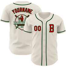 Load image into Gallery viewer, Custom Cream Red-Green Authentic Baseball Jersey