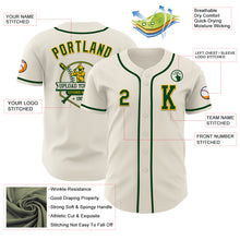 Load image into Gallery viewer, Custom Cream Green-Gold Authentic Baseball Jersey