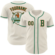 Load image into Gallery viewer, Custom Cream Kelly Green-Orange Authentic Baseball Jersey