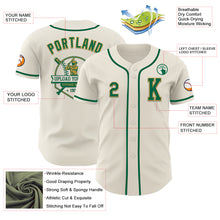 Load image into Gallery viewer, Custom Cream Kelly Green-Old Gold Authentic Baseball Jersey