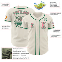 Load image into Gallery viewer, Custom Cream Medium Pink-Kelly Green Authentic Baseball Jersey