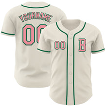 Load image into Gallery viewer, Custom Cream Medium Pink-Kelly Green Authentic Baseball Jersey