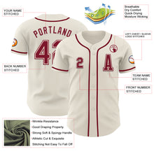 Load image into Gallery viewer, Custom Cream Crimson Authentic Baseball Jersey
