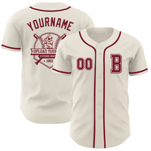 Load image into Gallery viewer, Custom Cream Crimson Authentic Baseball Jersey