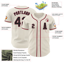 Load image into Gallery viewer, Custom Cream Black-Crimson Authentic Baseball Jersey