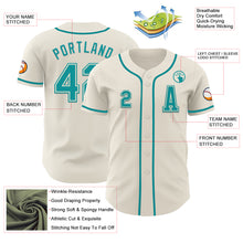 Load image into Gallery viewer, Custom Cream Teal Authentic Baseball Jersey