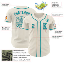 Load image into Gallery viewer, Custom Cream Teal-Gray Authentic Baseball Jersey