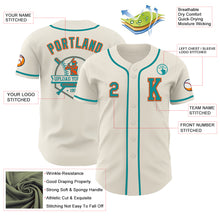 Load image into Gallery viewer, Custom Cream Teal-Orange Authentic Baseball Jersey
