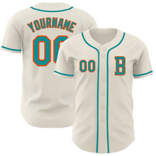 Load image into Gallery viewer, Custom Cream Teal-Orange Authentic Baseball Jersey