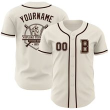 Load image into Gallery viewer, Custom Cream Brown Authentic Baseball Jersey