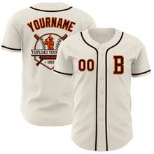 Load image into Gallery viewer, Custom Cream Brown-Orange Authentic Baseball Jersey