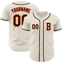 Load image into Gallery viewer, Custom Cream Brown-Orange Authentic Baseball Jersey