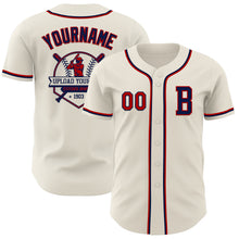 Load image into Gallery viewer, Custom Cream Red-Navy Authentic Baseball Jersey