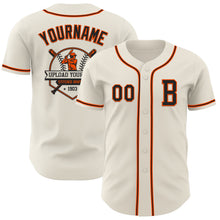 Load image into Gallery viewer, Custom Cream Black-Orange Authentic Baseball Jersey