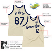 Load image into Gallery viewer, Custom Cream Navy Authentic Throwback Basketball Jersey