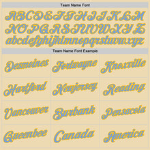 Load image into Gallery viewer, Custom Cream Light Blue-Gold Authentic Throwback Basketball Jersey