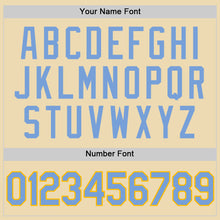 Load image into Gallery viewer, Custom Cream Light Blue-Gold Authentic Throwback Basketball Jersey