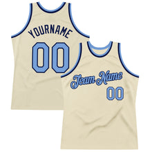Load image into Gallery viewer, Custom Cream Light Blue-Navy Authentic Throwback Basketball Jersey