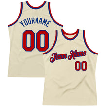 Load image into Gallery viewer, Custom Cream Red-Royal Authentic Throwback Basketball Jersey