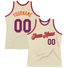 Load image into Gallery viewer, Custom Cream Purple-Orange Authentic Throwback Basketball Jersey