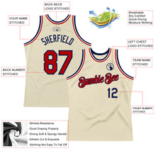 Load image into Gallery viewer, Custom Cream Red Navy-White Authentic Throwback Basketball Jersey