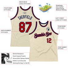 Load image into Gallery viewer, Custom Cream Red-Navy Authentic Throwback Basketball Jersey
