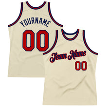 Load image into Gallery viewer, Custom Cream Red-Navy Authentic Throwback Basketball Jersey