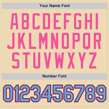 Load image into Gallery viewer, Custom Cream Light Blue Black-Pink Authentic Throwback Basketball Jersey