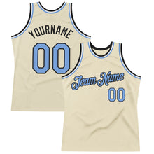 Load image into Gallery viewer, Custom Cream Light Blue Black-White Authentic Throwback Basketball Jersey