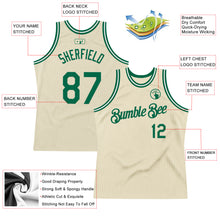 Load image into Gallery viewer, Custom Cream Kelly Green-White Authentic Throwback Basketball Jersey