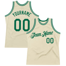 Load image into Gallery viewer, Custom Cream Kelly Green-White Authentic Throwback Basketball Jersey