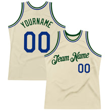 Load image into Gallery viewer, Custom Cream Royal-Green Authentic Throwback Basketball Jersey