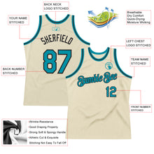 Load image into Gallery viewer, Custom Cream Teal-Black Authentic Throwback Basketball Jersey