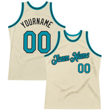 Load image into Gallery viewer, Custom Cream Teal-Black Authentic Throwback Basketball Jersey