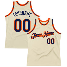Load image into Gallery viewer, Custom Cream Navy-Orange Authentic Throwback Basketball Jersey