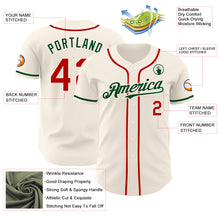 Load image into Gallery viewer, Custom Cream Red-Green Authentic Baseball Jersey