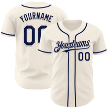 Load image into Gallery viewer, Custom Cream Navy Authentic Baseball Jersey