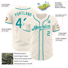 Load image into Gallery viewer, Custom Cream Teal Authentic Baseball Jersey