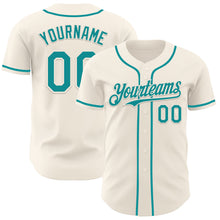 Load image into Gallery viewer, Custom Cream Teal Authentic Baseball Jersey