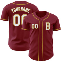 Load image into Gallery viewer, Custom Crimson White-Old Gold Authentic Baseball Jersey