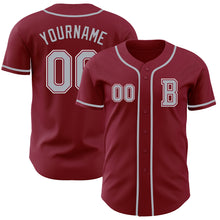 Load image into Gallery viewer, Custom Crimson Gray-White Authentic Baseball Jersey
